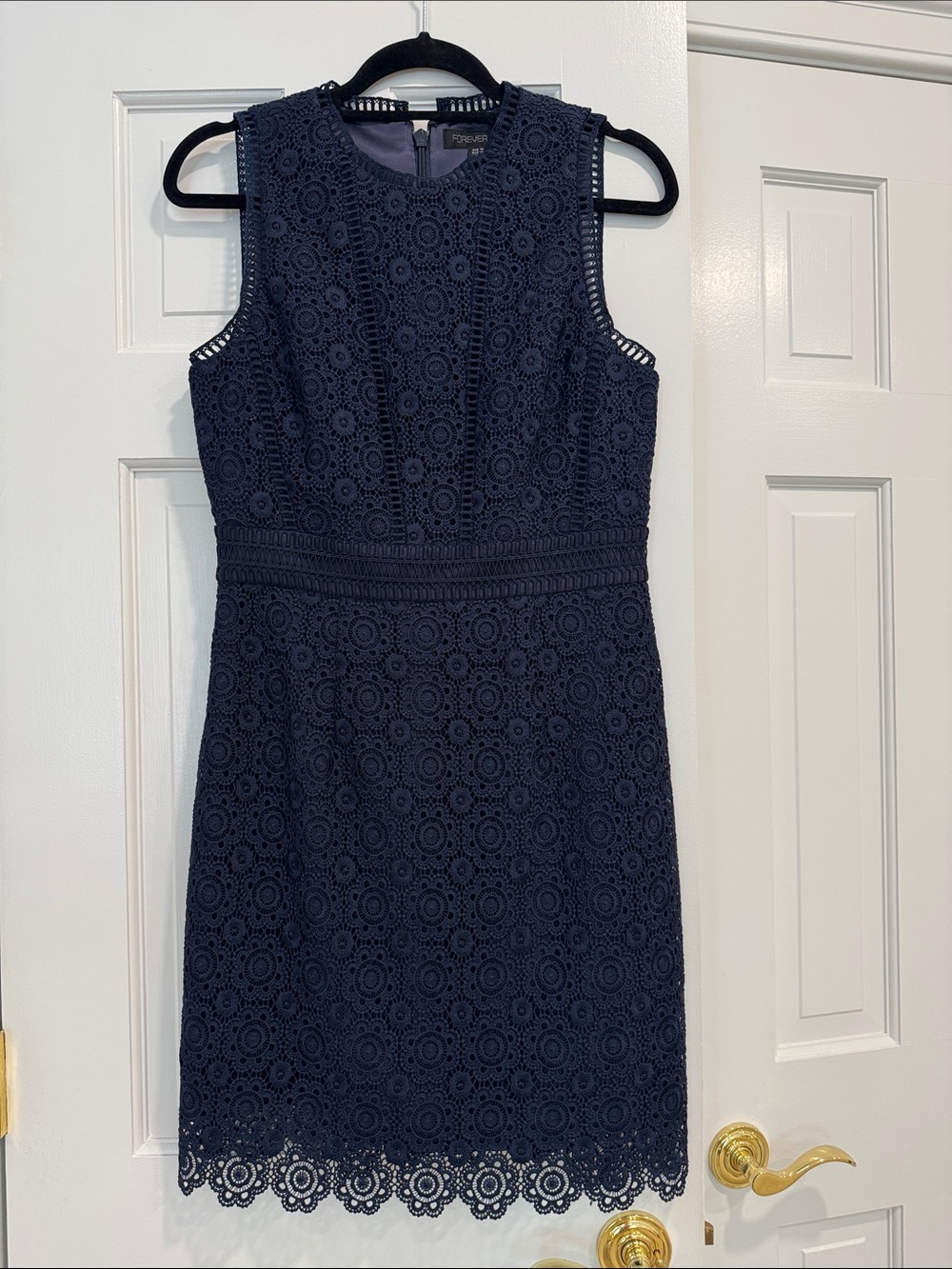 Forever New Navy Crochet Midi Dress